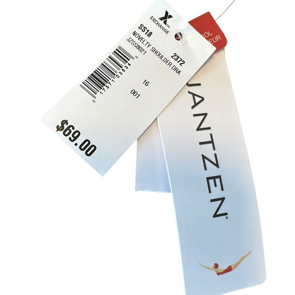 NWT Jantzen Black Tummy Control Ruched One Piece Gold Stud Strap Sz 16 Draped - Picture 6 of 14